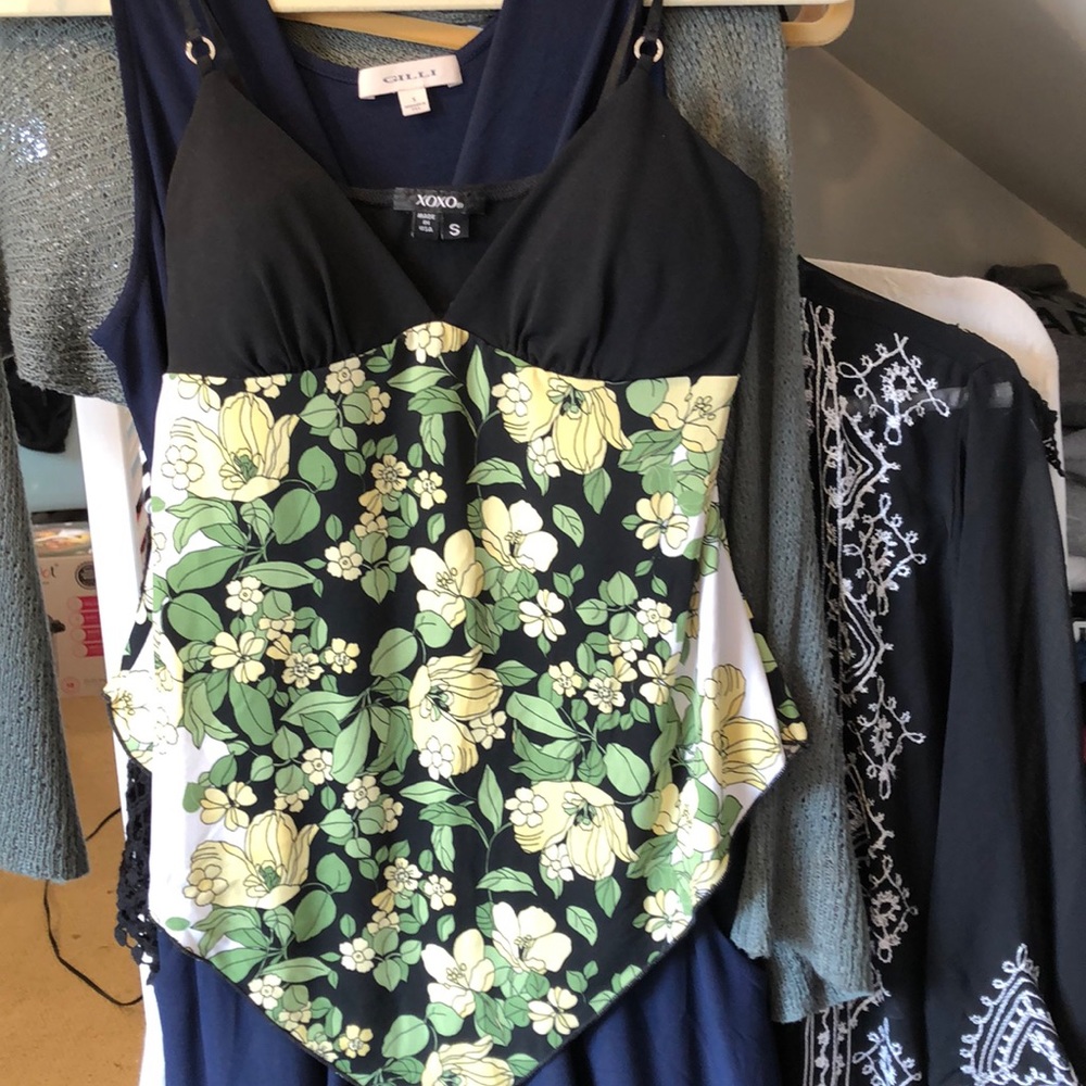 Black and Floral XOXO Tank Top